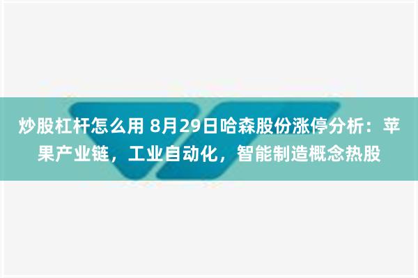 炒股杠杆怎么用 8月29日哈森股份涨停分析：苹果产业链，工业自动化，智能制造概念热股