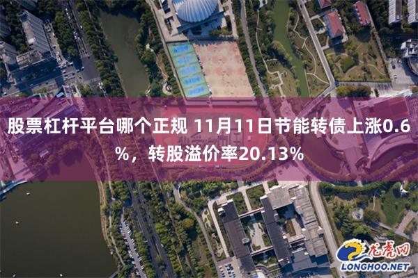 股票杠杆平台哪个正规 11月11日节能转债上涨0.6%，转股溢价率20.13%